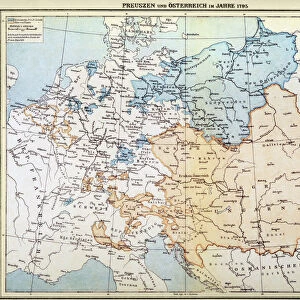 AUSTRIAN EMPIRE MAP, 1795. Map of Prussia and the Austrian Empire as they appeared in the year 1795