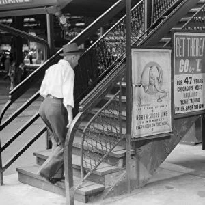 CHICAGO: ELEVATED TRAIN. Steps leading up to an elevated train station in Chicago, Illinois