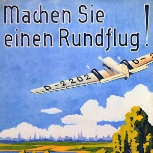 DEUTSCHE LUFT HANSA, 1930s. A Deutsche Luft Hansa advertising poster from the 1930s featuring a Junkers Ju52 tri-motor