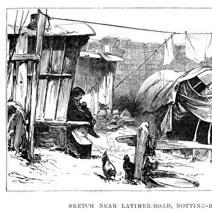 ENGLAND: GYPSY CAMP, 1880. Gypsy camp near Latimer Road in Notting Hill, England