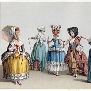 FRANCE: FASHION, c1730. Womens fashions in France, c1730. Chromolithograph, c1875