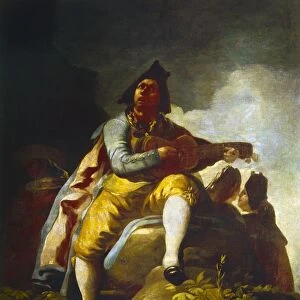 GOYA: GUITARIST. El Majo de la Guitarra. Oil on canvas, 1786, by Francisco Goya