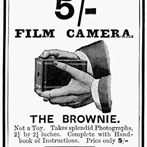 KODAK ADVERTISEMENT, 1900. English advertisement for the Kodak Brownie camera, 1900
