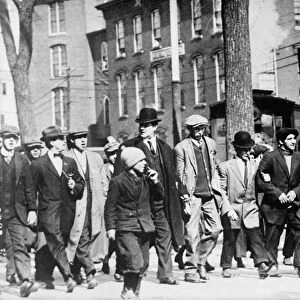 LOWELL STRIKE, 1912. Big Bill Haywood marching with strikers in Lowell, Massachusetts