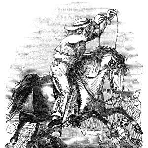 MEXICO: COWBOY, 1845. Throwing the Lasso. Wood engraving, English, 1845