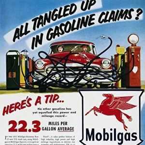 MOBIL ADVERTISEMENT, 1953. American advertisement for Mobilgas gasoline, 1953
