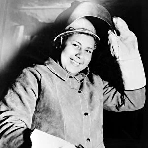 Petrina Moore, a Cherokee Native American, and a welder at the Todd Hoboken dry dock in New Jersey. Photograph by Alfred Palmer, c1943