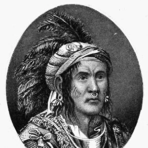PONTIAC (d. 1769). Ottawa Native American chief. Steel engraving, American, 1863