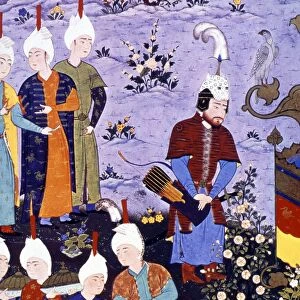 RUSTAM, 16th CENTURY. The hero Rustam finds Kay Qubad: detail from a 16th century