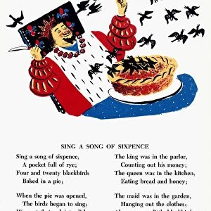 SING A SONG OF SIXPENCE. Illustration by Roger Duvoisin for an American edition, c1943, of Mother Gooses Melodies
