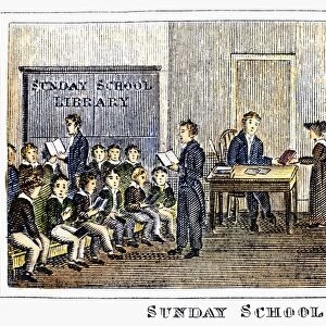 SUNDAY SCHOOL, 1832. Line engraving, American, 1832