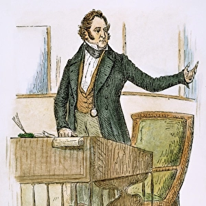 THOMAS HART BENTON (1782-1858) speaking from his desk in the U. S. Senate: etching