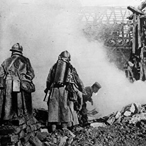 WORLD WAR I: CANTIGNY, 1918. Americans with flamethrowers at the Battle of Cantigny