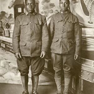 WWI: SOLDIER, c1916. Portrait of two unidentified American soldiers during World War I