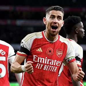 Arsenal Celebrate Saliba's Goal: Arsenal FC 2-0 Burnley FC (2023-24)