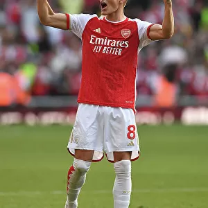 Arsenal Celebrates Premier League Victory Over Manchester United: Martin Ødegaard's Triumph at Emirates Stadium (2023-24)