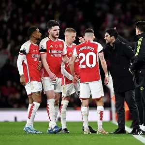 Arsenal Manager Mikel Arteta Rallies Team During Arsenal v Burnley Premier League Match, 2023-24