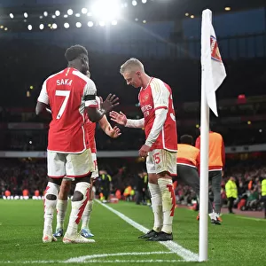 Arsenal Triumph: Zinchenko, Trossard, and Saka's Double Strike Celebration vs Burnley (2023-24)