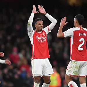 Arsenal's Magalhaes and Saliba: Victory Celebration (2023-24)