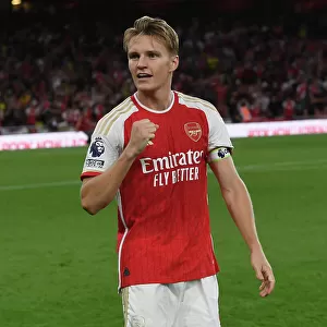 Arsenal's Martin Odegaard Celebrates Victory Over Manchester City in 2023-24 Premier League