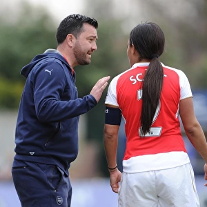 Pedro Martinez Losa the Arsenal Ladies Manager with Alex Scott (Arsenal Ladies)