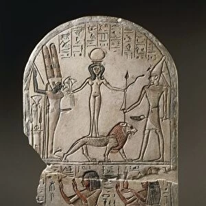 Egypt, Deir el-Medina, Stele dedicated to the Qetesh goddess by the scribe Ramose, nineteenth dynasty