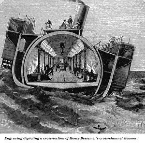 Engraving depicting a cross-section of Henry Bessemers cross-channel steamer