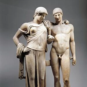 Italy, Campania, found at the Macellum of Pozzuoli, Statue representing Orestes and Electra, marble