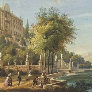 Italy, Como, view of Villa Carlotta and lake, 19th century