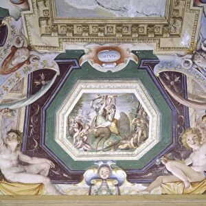 Italy, Lazio Region, Tivoli (Rome province), Villa d Este, Appartamento Vecchio (Old Apartment). Throne room, Detail of fresco depicting allegories