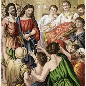 Jesus before Pilate. Bible John 18. By Pilate is his Lictor, a Roman magistrates attendant