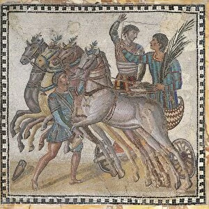 Mosaic work depicting a chariot race