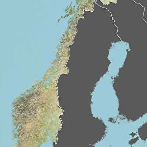 Norway, Relief Map With Border and Mask