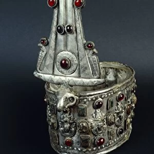Nubia, tomb, royal crown from Ballana made of silver with inlaid jewels