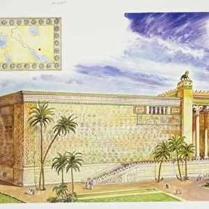 Palace of Darius I Great in Persepolis, Persian column and design, illustration