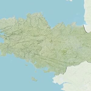 Region of Brittany, France, Relief Map