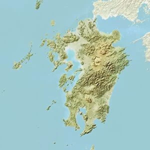 Region of Kyushu, Japan, Relief Map