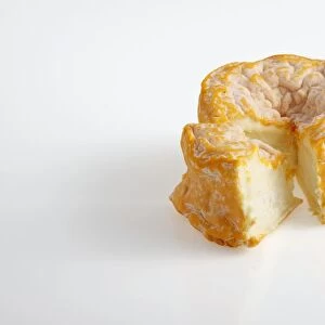 Round and slice of French Langres AOC cowA