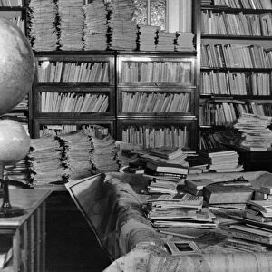 Sergei mironovich kirov, the library of kirovs apartment in leningrad, ussr, 1939