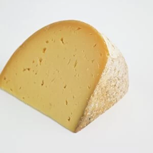 Slice of Belgian Passendale cows milk cheese