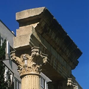 Spain, Catalonia, Tarragona, ruined columns at Roman forum