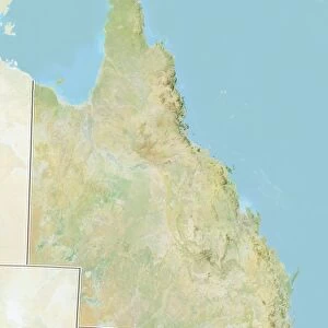 State of Queensland, Australia, Relief Map