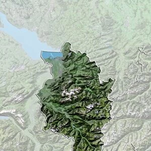 State of Vorarlberg, Austria, Satellite Image With Bump Effect