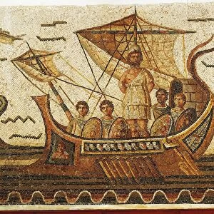 Tunisia, Dougga, Mosaic work depicting Ulysses (Odysseus) and the Sirens