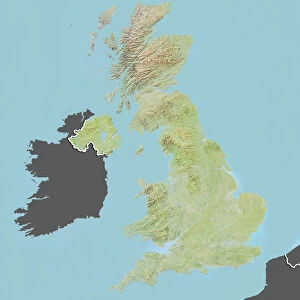 United Kingdom, Relief Map with Border and Mask