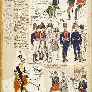 Various uniforms, by Quinto Cenni, color plate, circa 1815