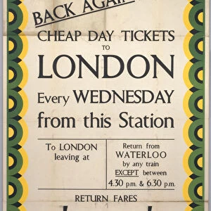 Back Again! Cheap Day Tickets to London, SR poster, 1939