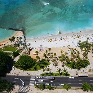 Aerial view of Waikiki beach, Hawaii, United States