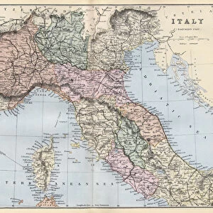 Antique map of Northern and central Italy, Corsica, 19th Century