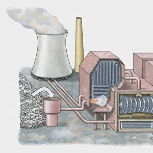 Cross section illustration of a power station